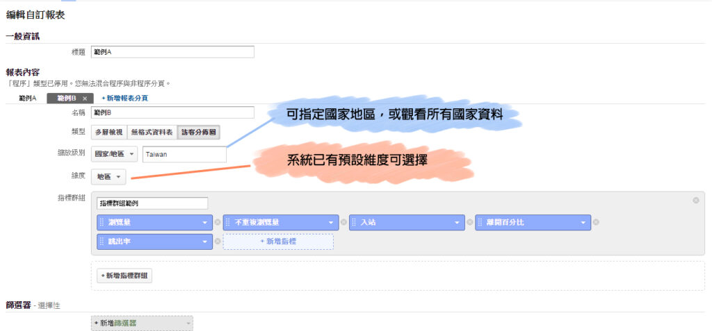 自訂報表 - 訪客分佈圖