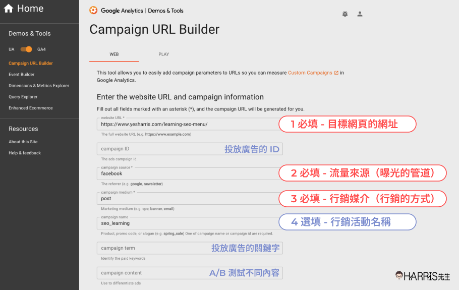 Google Analytics網址產生器